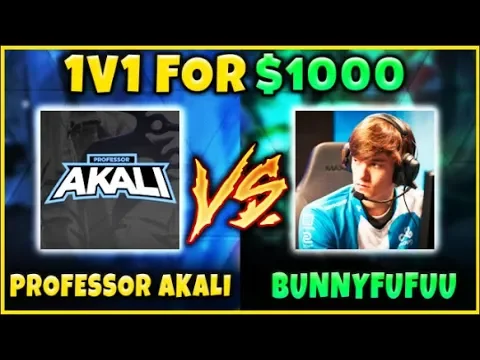 professor akali vs. bunnyfufuu 1v1 for $1,000!ultimate youtube showdown - league of legends